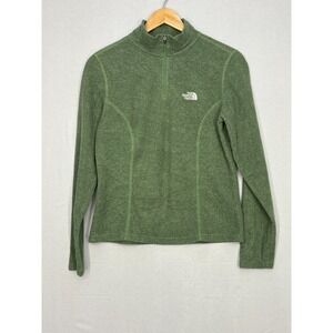 The North Face TKA 100 Quarter Zip Pullover Sweater Womens Green Long Sleeve S
